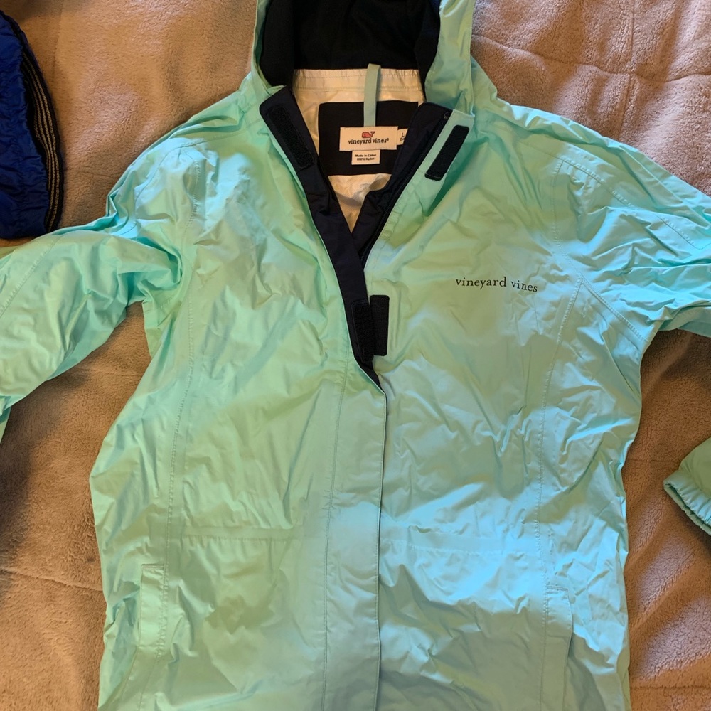 Vineyard vines teal raincoat girls